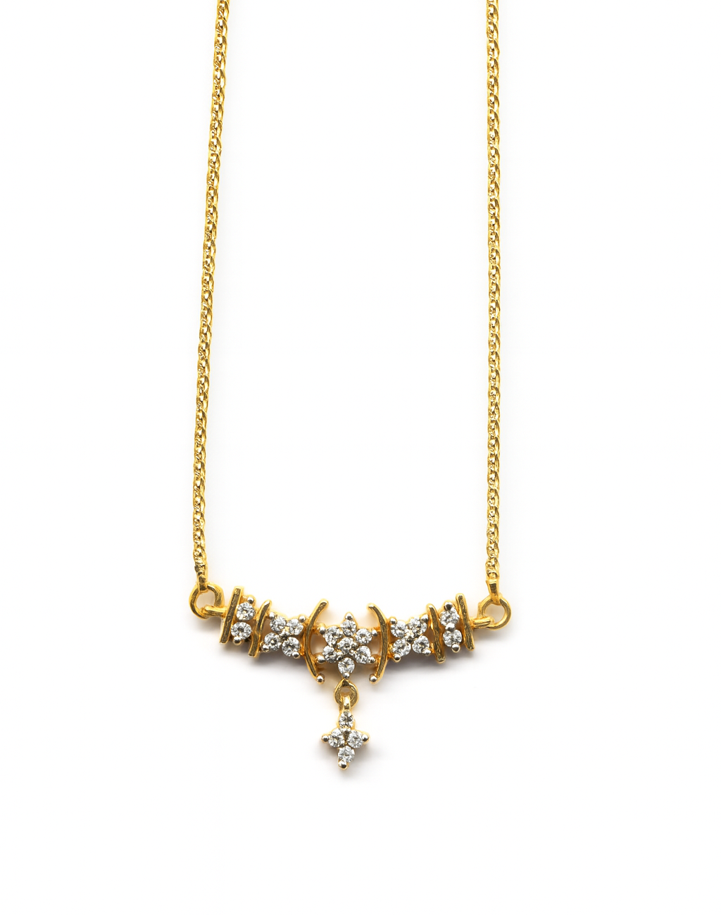 Beautiful 18 Kt Gold  Natural Diamond Pendant Chain